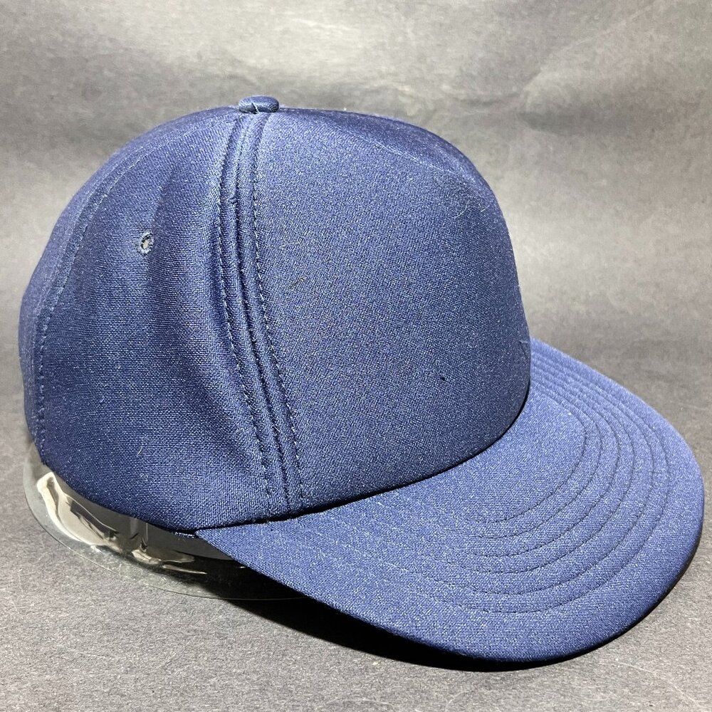 Vtg Blank Plain Solid Snapback Cap Hat Blue Full … - image 6